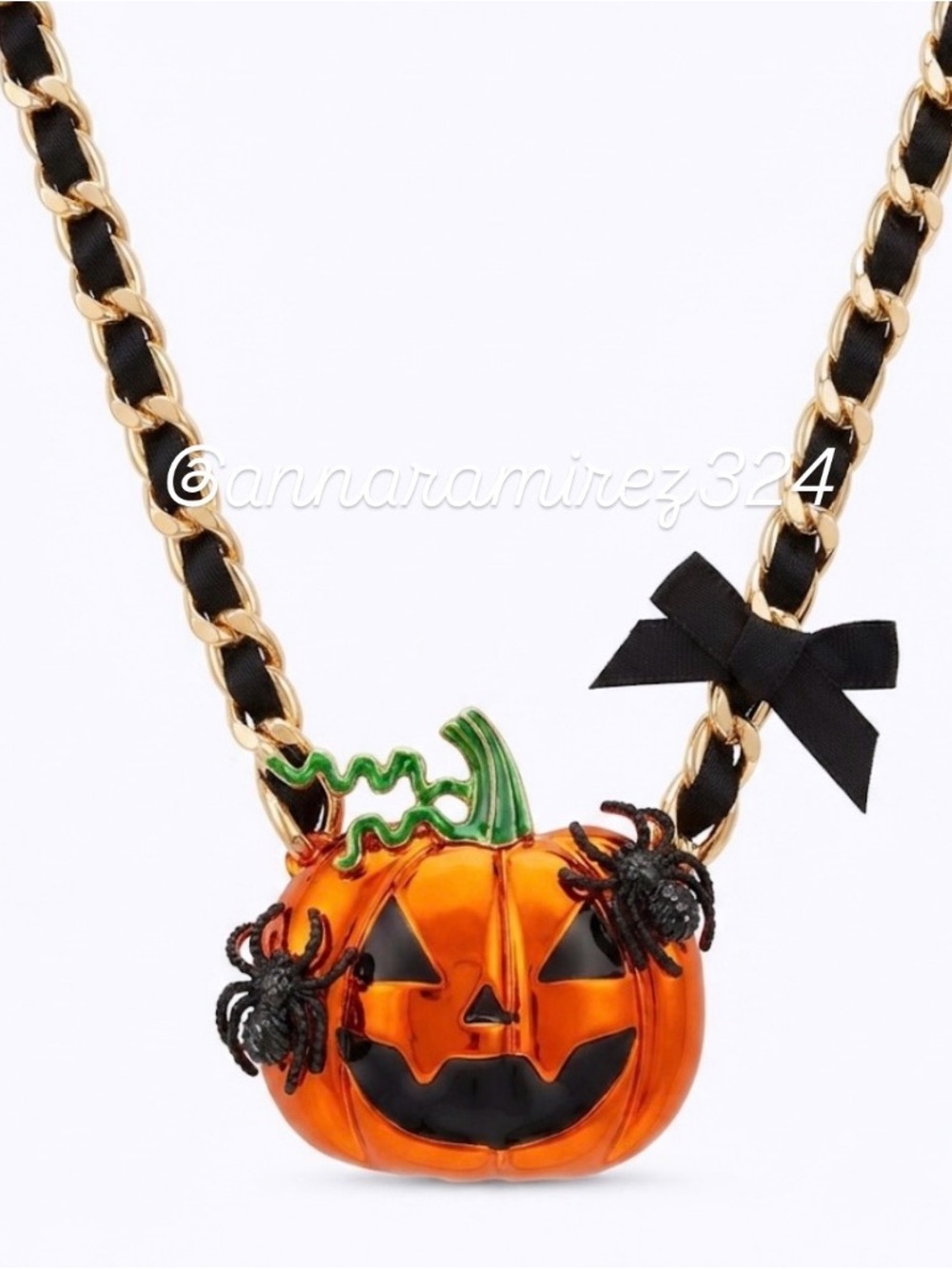 NWT ⚜️🖤⚜️ Betsey Johnson Halloween Spooky Pumpkin & Spiders Chain Necklace